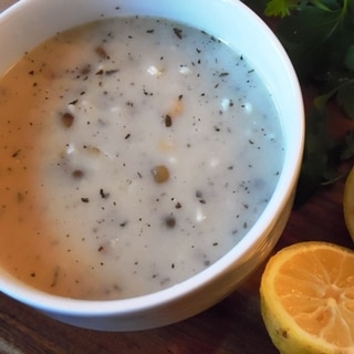 トルコ料理★レンズ豆とパスタのヨーグルト入りスープ